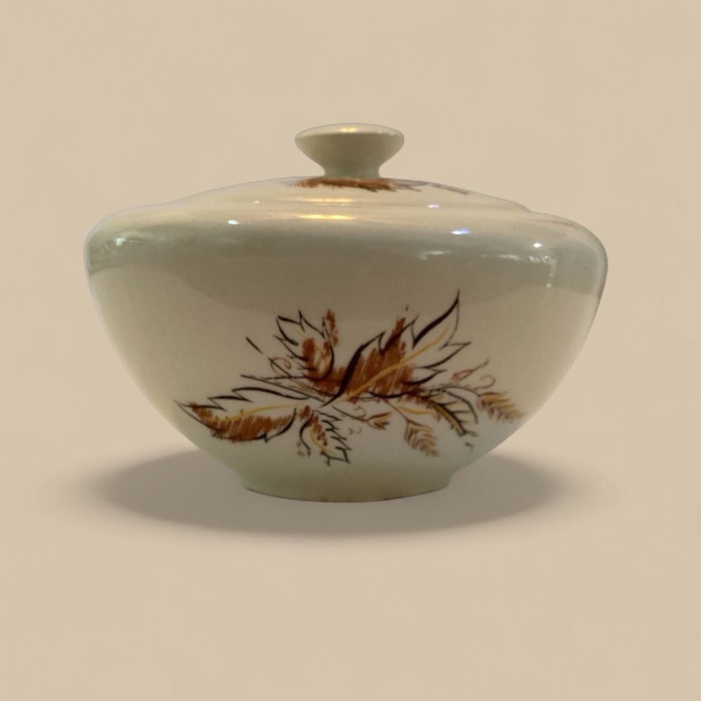 Vintage MCM Knowles Sugar Bowl Leaves and Wheat Design